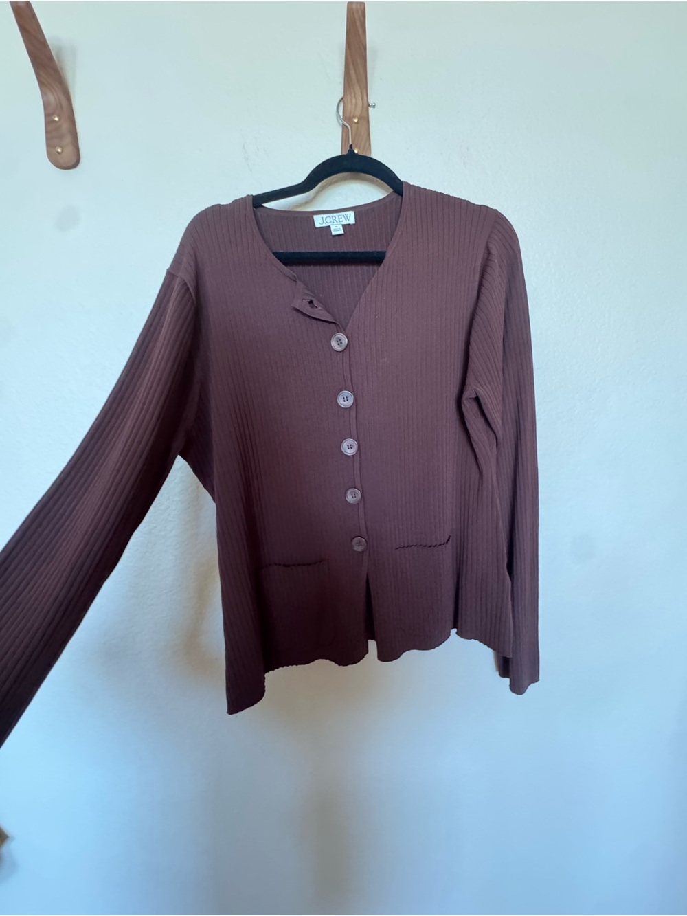 J. Crew Ribbed Brown Button-Up Cardigan